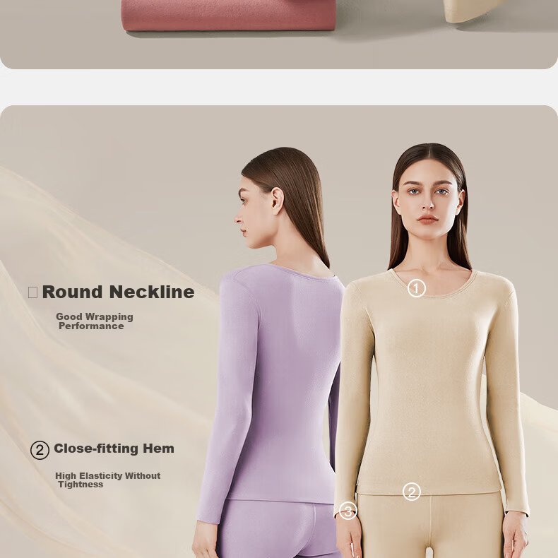 Urban Beauty Women's Seamless Thermal Underwear Set Thickened Autumn Winter Base Layer Cold Resistant 6