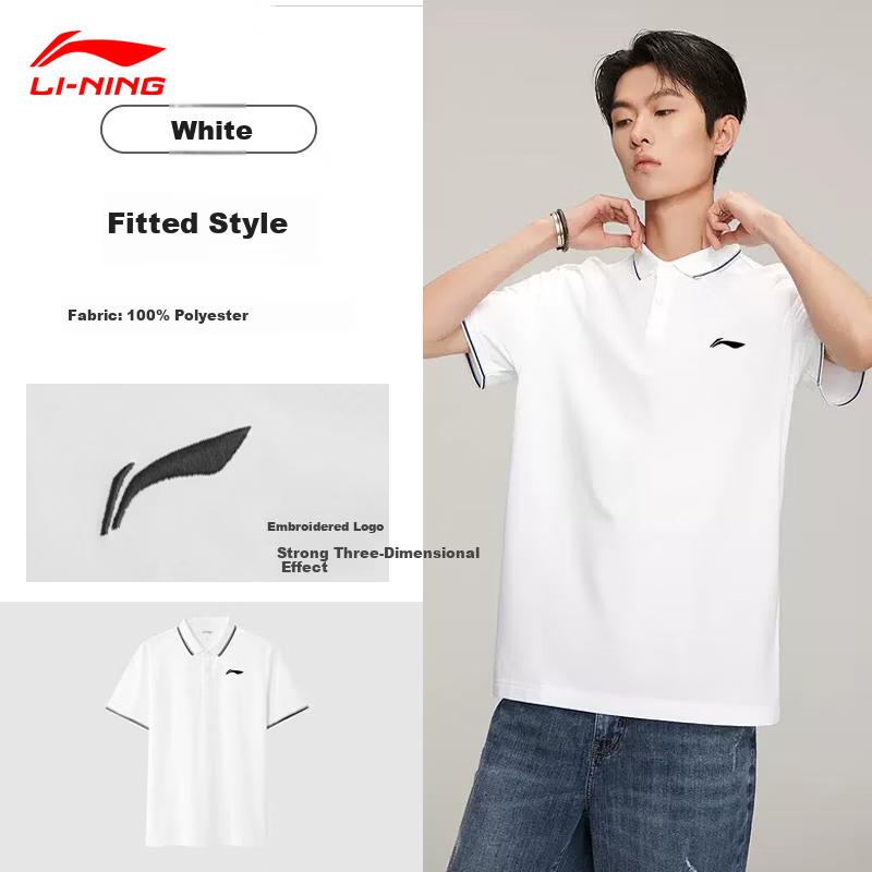 Li-Ning Men's Short Sleeve Polo Shirt Summer Ice Silk Quick-Dry Sports T-Shirt Running Fitness Top 10