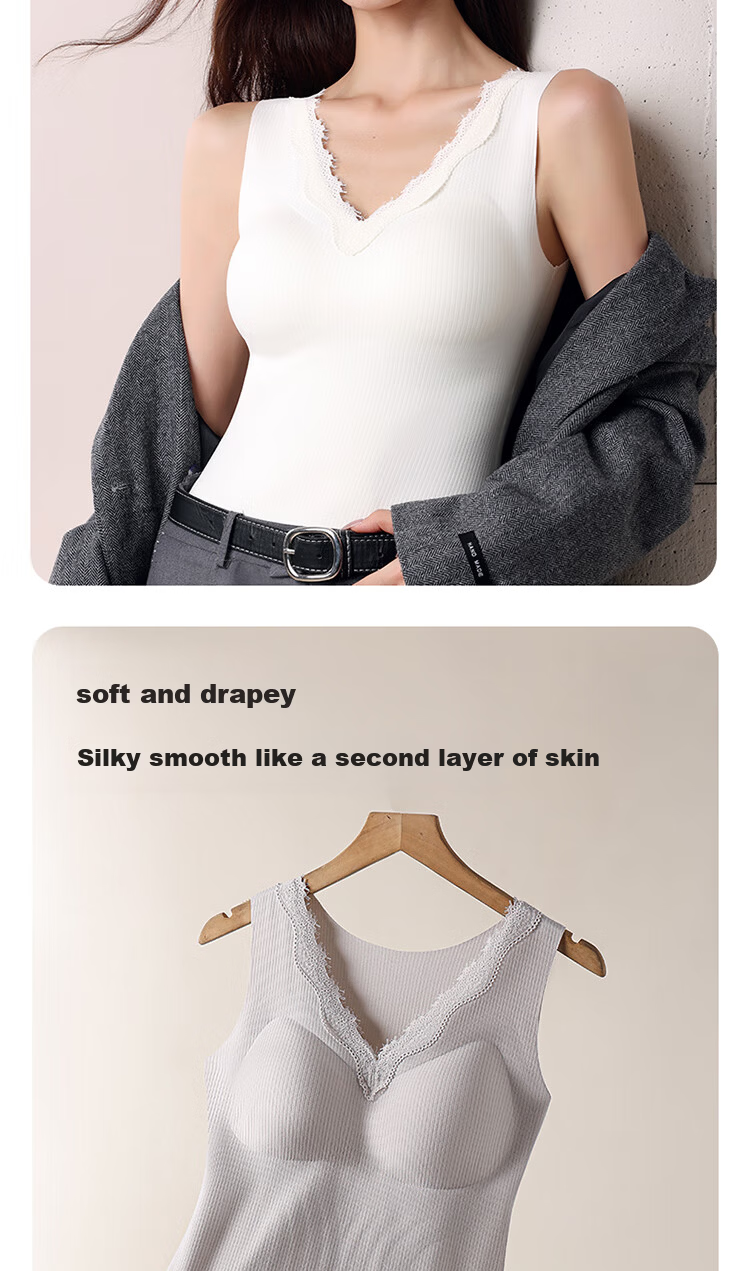 GUJIN Women's Cashmere Silk Thermal Vest 2025 New Thickened Fleece Lined German Velvet Bra Pad Integrated Winter Vest 9