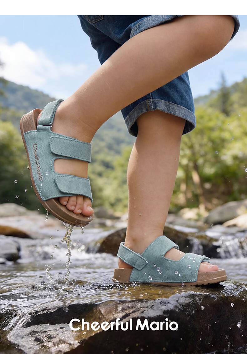 Cheerful Mario 2026 Summer New Girls' Sandals Kids Boys Soft Sole Breathable Outdoor Children Big Kids Beach Shoes 10