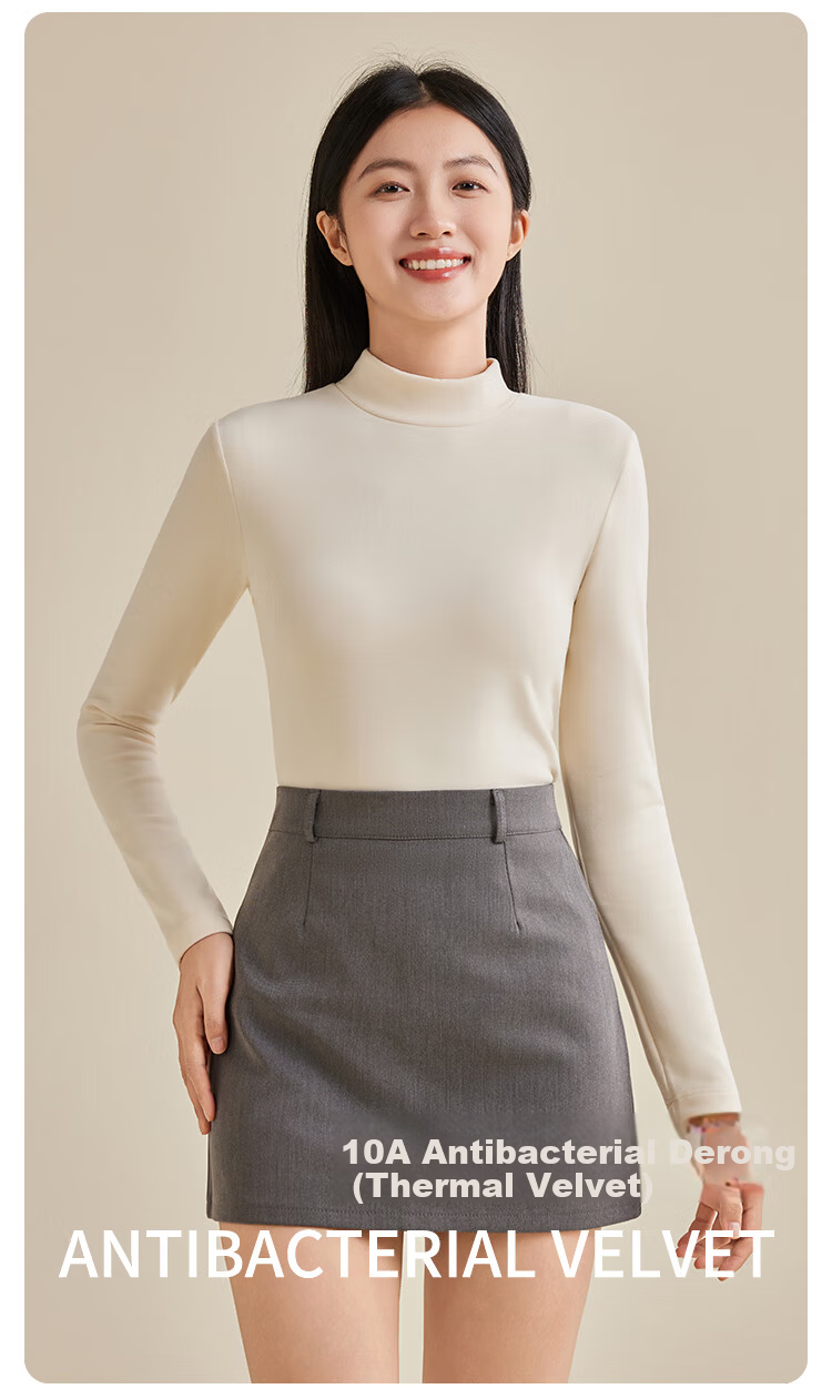 LangSha Women's Half Turtleneck Base Shirt Spring and Autumn Double-Sided Velvet Thermal Top Outerwear Autumn Shirt 3