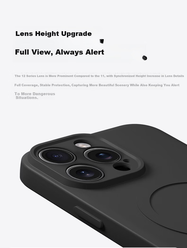 KEKLLE Skin-Friendly Magnetic iPhone 12 Case, Apple 12 Protective Cover, Soft Full-Body Silicone Magnetic Lens Case, Midnight Black 4