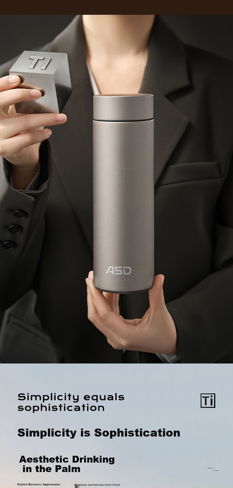 ASD Vacuum Insulated Pure Titanium Thermos Cup for Men and Women Business Portable Tea Water Bottle RWS52B48WG-S 8