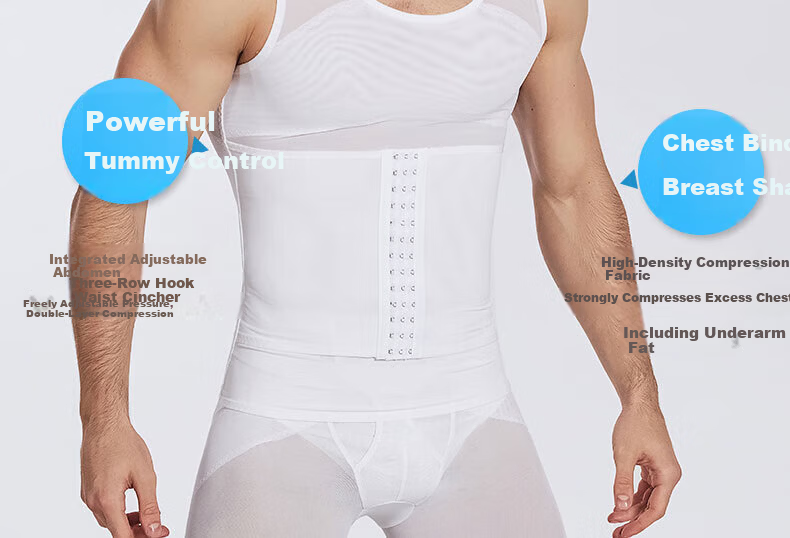Langsha Men's Slimming Vest Ultra-Thin Abdomen Control Strong Chest Binder Invisible Body Shaper Tight Fit Slimming Top 5