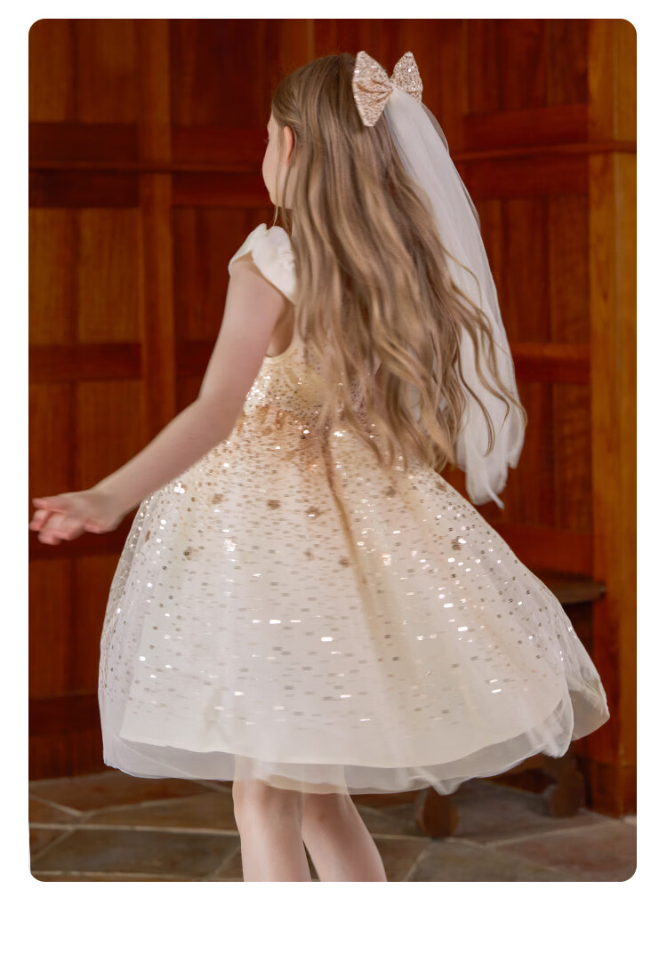 Disney Girls Princess Dress Children's Puffy Dress 2026 Summer New Sequin Short Sleeve Tulle Birthday Party Dress 13
