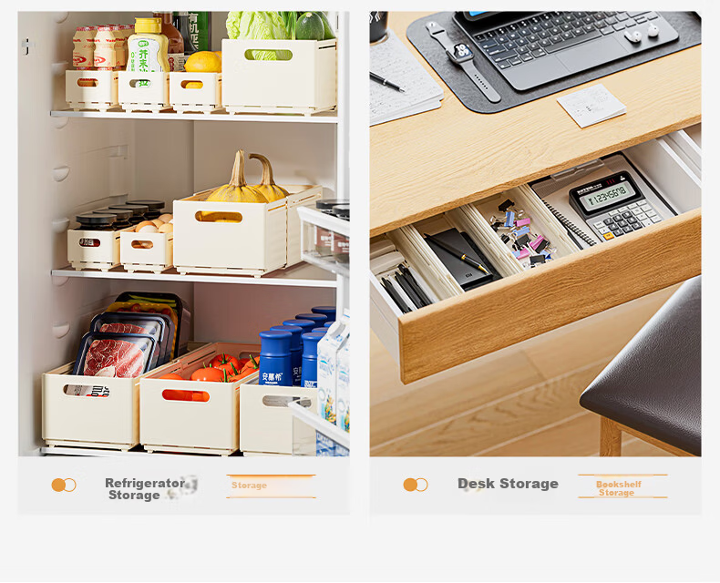 DOCOXO Retractable Storage Box Cabinet Drawer Desktop Snack Miscellaneous Kitchen Organizer Cream White Small Size 20