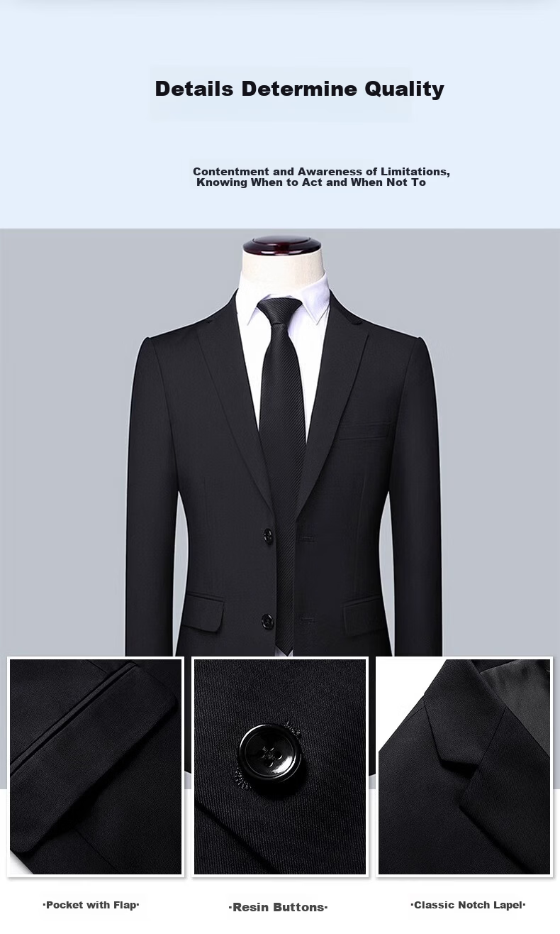 ROMON Men's Slim Fit Business Suit Groom Wedding Tuxedo Black 2XL 3