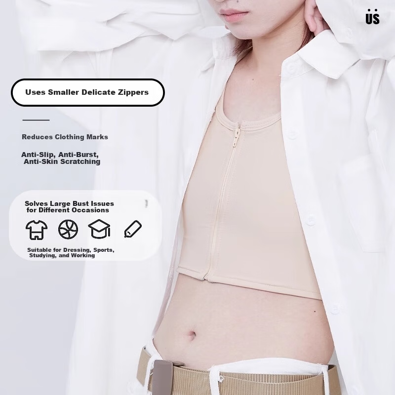 Caramella Chest Binding Bra Large Bust Minimizer Les Style Flat Chest Shaping Anti-Shock Vest Cosplay Sports Bra for Women