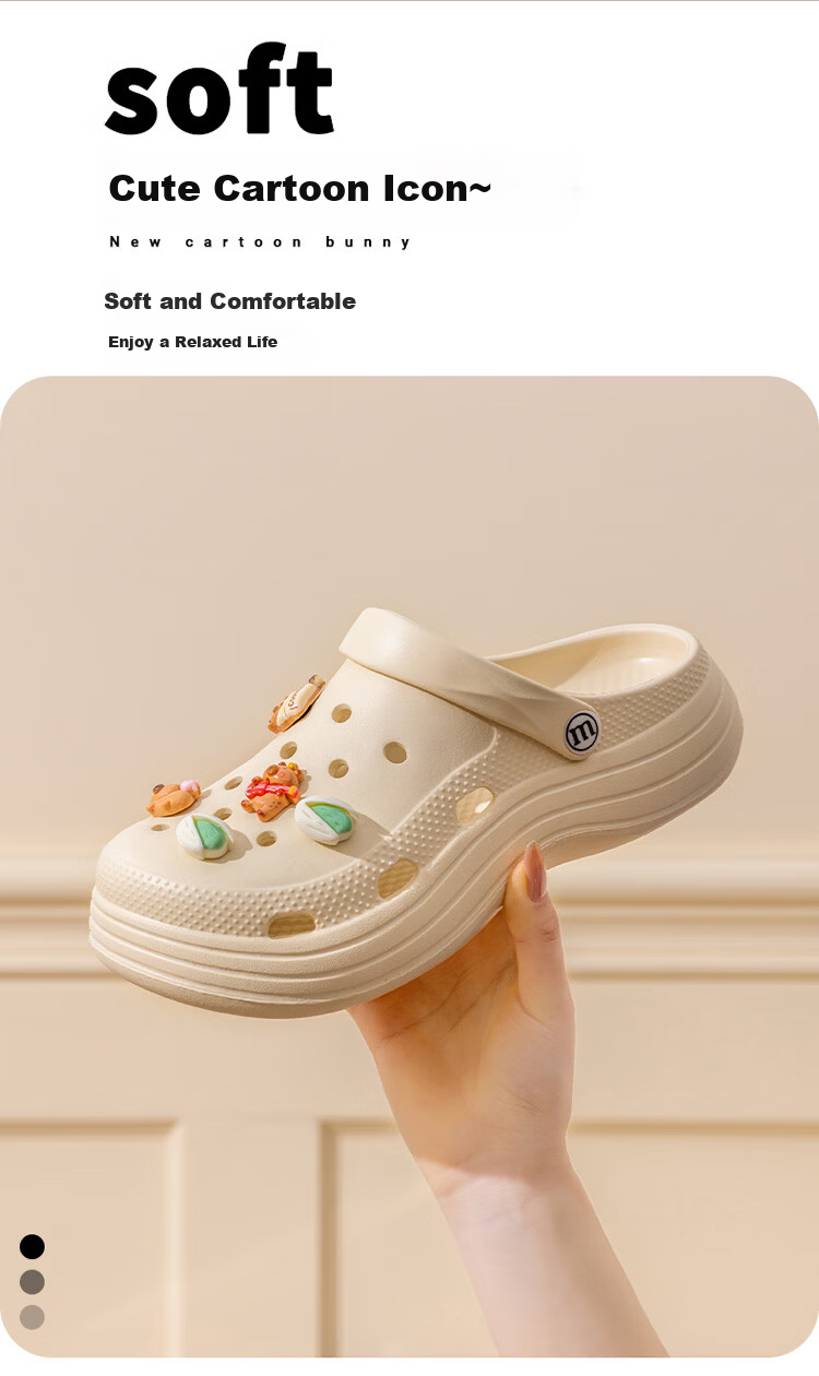 Darsi Xiansen Women's Summer Outdoor Hole Shoes Beach Sandals Simple Non-Slip EVA Thick Sole Outdoor Closed-Toe Slippers 2