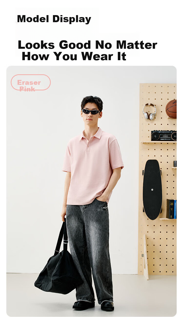 JD Jingzao Slim Fit Slimming Polo Shirt Men Short Sleeve T-Shirt Loose Casual Quick-Dry Clothing Rubber Pink M 10