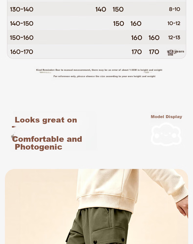 Baleno Kids Winter 2025 Fleece-Lined Casual Cargo Pants for Boys and Girls Outdoor Woven Trousers 11