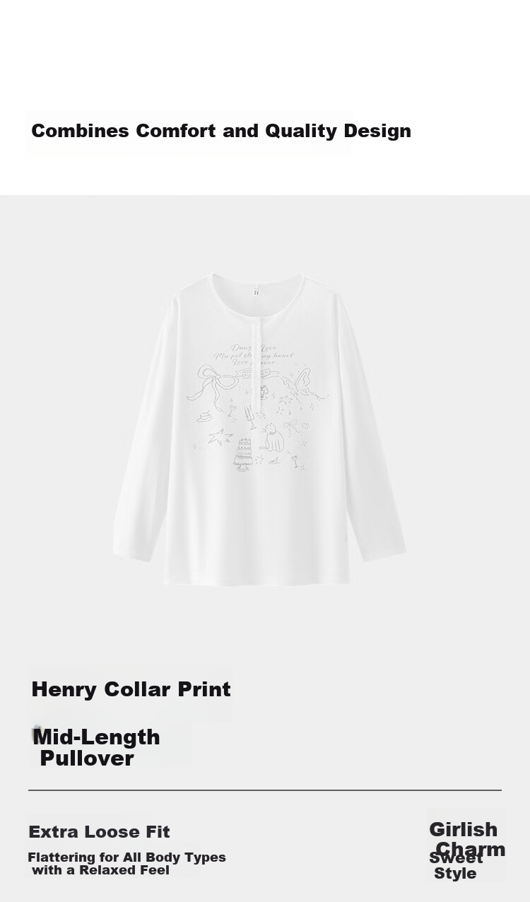 Semir Women's Long Sleeve T-Shirt Summer Mid-Length Oversize Printed Sweet Girl Style Pullover 109326101003 2026 4