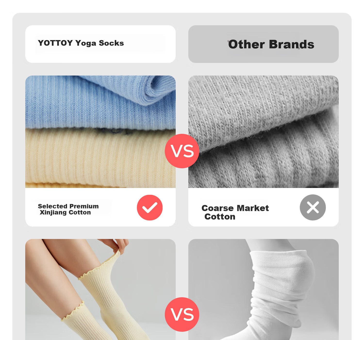 Yottoy Non-Slip Yoga Socks Professional Women's Pilates Knee-High Training Socks Sports Anti-Slip Long Socks Light Cloud Gray 1