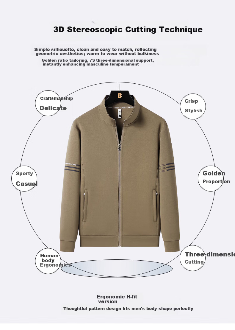 Romon Men's Spring Business Casual Versatile Zip-up Cardigan Executive Jacket Stand Collar Top Coat SL95 Black 2XL 4