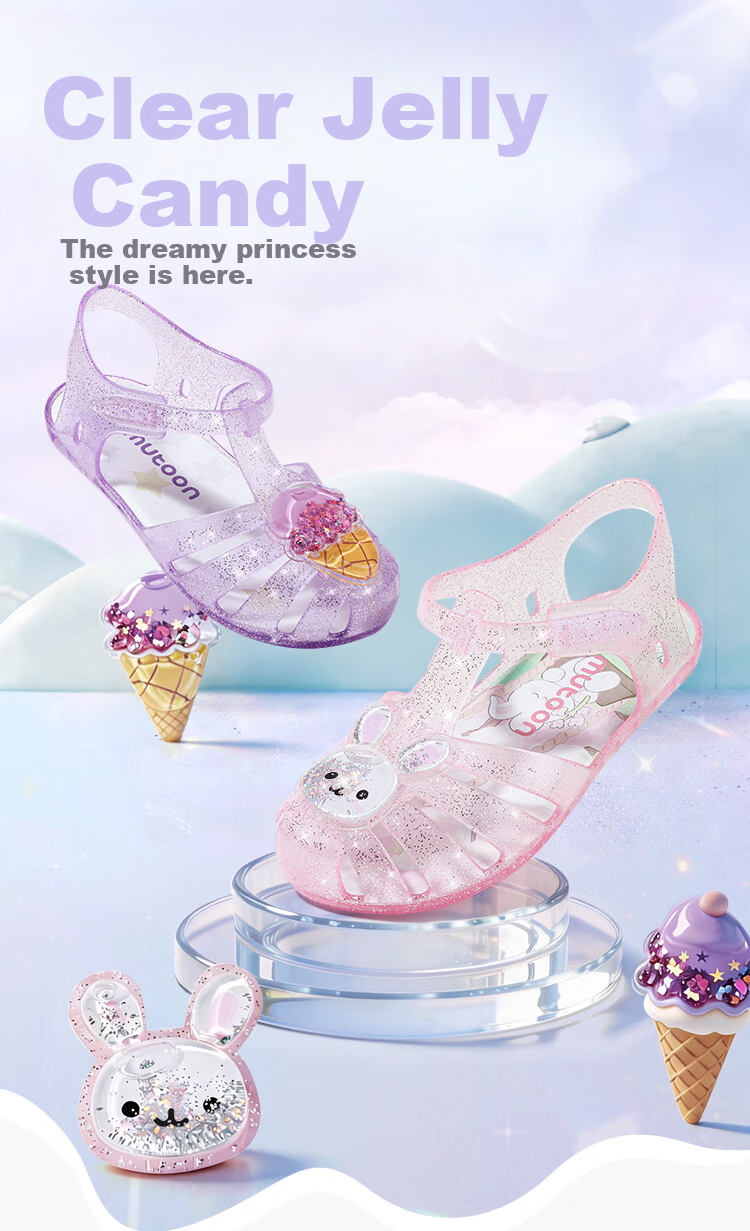 Mutong Girls' Summer Jelly Sandals Soft Sole Anti-Collision Toddler Closed-Toe Beach Shoes Cute Bunny Pink Size 160 2