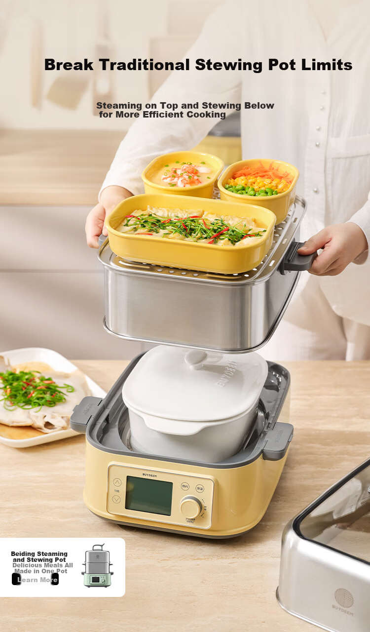 Buydeem Ceramic Large Stew Pot 2L Ceramic Steaming Bowl Soup Pot Household Tableware Microwave Bowl Steaming Stew Pot Compatible with Electric Oven Pear Blossom White Accessories 11