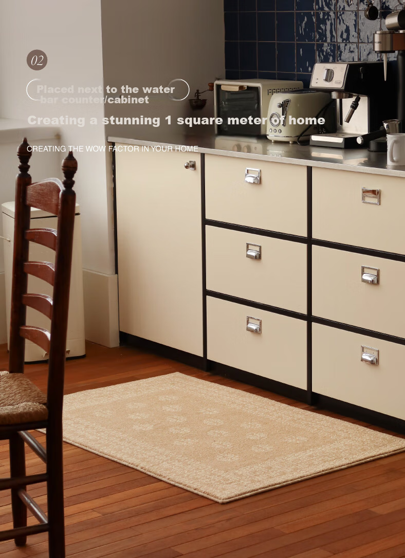 Saibosi Beautiful Champagne Gold Lucky Woven Entrance Mat, French-Style Non-Absorbent Hallway Doormat, Foot Mat for Entryway, 80X120CM 9