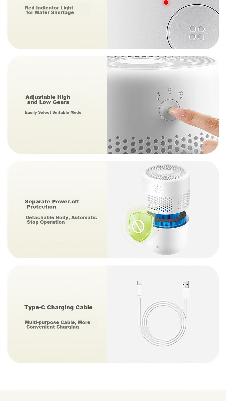 SUPOR SJ-J12A Ultrasonic Cool Mist Humidifier Desktop Quiet Office Bedroom Dormitory Home Baby Evaporative Small Humidifier Relieves Dry Throat Nasal Congestion Rhinitis Sensitivity 9