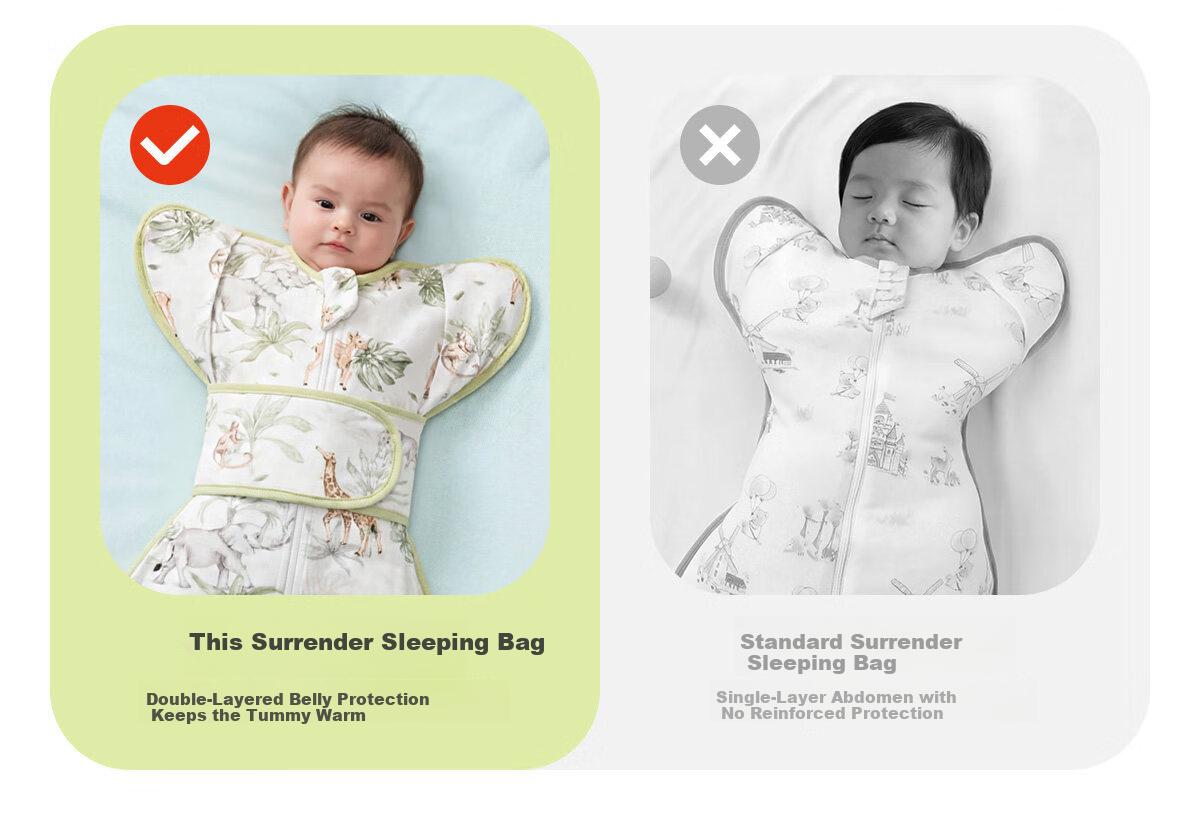 JOYNCLEON Newborn Baby Sleeping Bag Anti-Startle Swaddle Pure Cotton Kick-Proof Blanket Green L Jsd195963 5