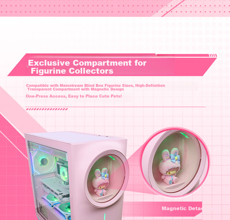 NESO Starship 3 Vitality Pink Custom PC Case (Sub-Secondary Element Style / Exclusive Blind Box Included / MATX Motherboard Support / ARGB Sync Lighting / 360mm Water Cooling) 1