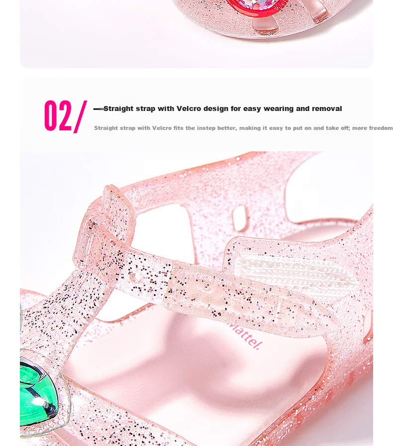 Barbie Kids Summer Sandals Girls Closed-Toe Jelly Shoes Toddler Crystal Sandals DA5938 Pink Size 29 9