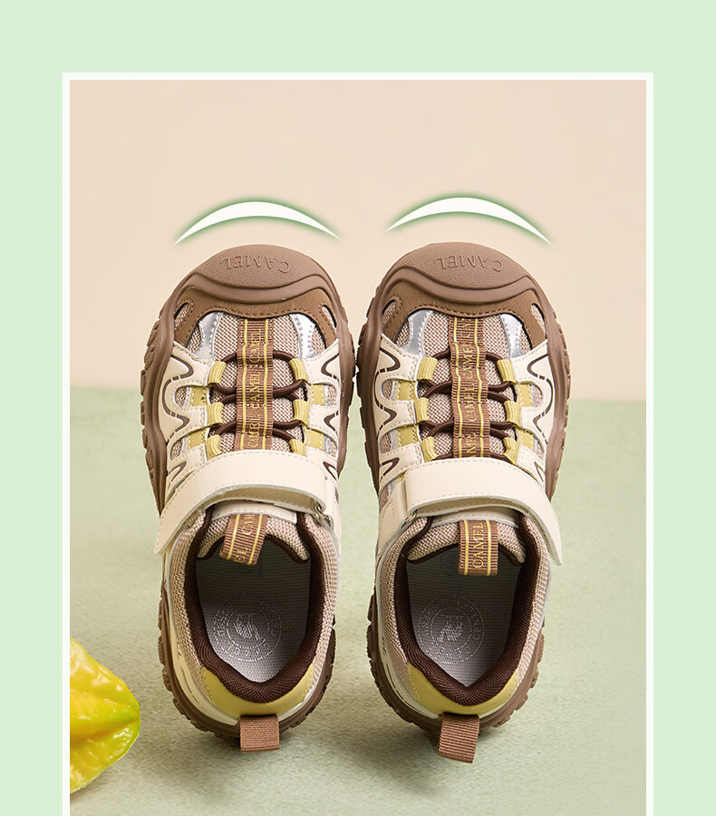 CAMEL Aurora Cute Ugly Kids Casual Velcro Children's Hiking Shoes L66S202026 Off-White/Black Size 35 12