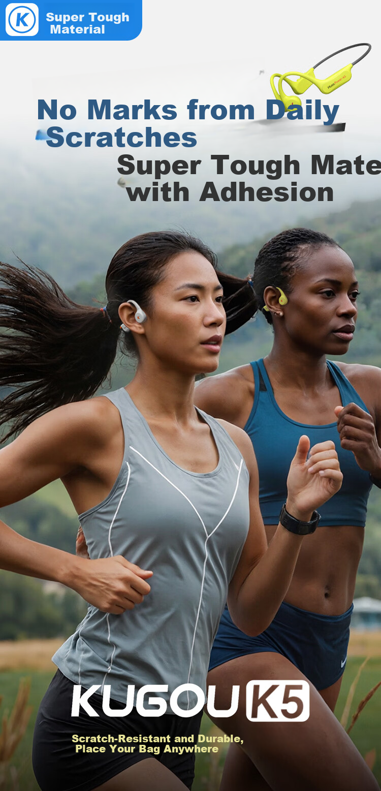 KUGOU K5 6.0 Bone Conduction Bluetooth Earphones 12-Hour Long Battery Life 16-Level Volume Waterproof Sweatproof Sports Running Cycling Earhooks Unisex 2