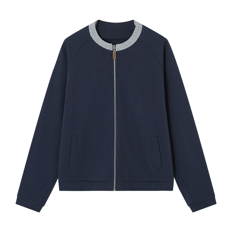 Demana Vintage Style Spring Cloud Oxygen Cotton Colorblock Stand Collar Leather Strap Zipper Loose Fit Petite Women's Jacket