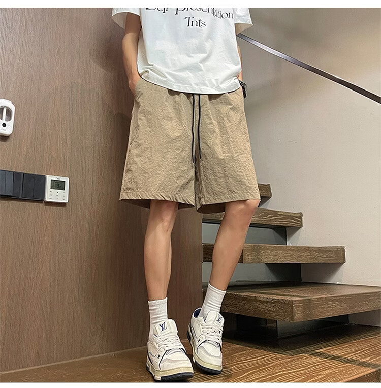 TUCANO Men's Summer Ice Cool Thin Loose Casual Embroidered Sports Shorts Black M 27