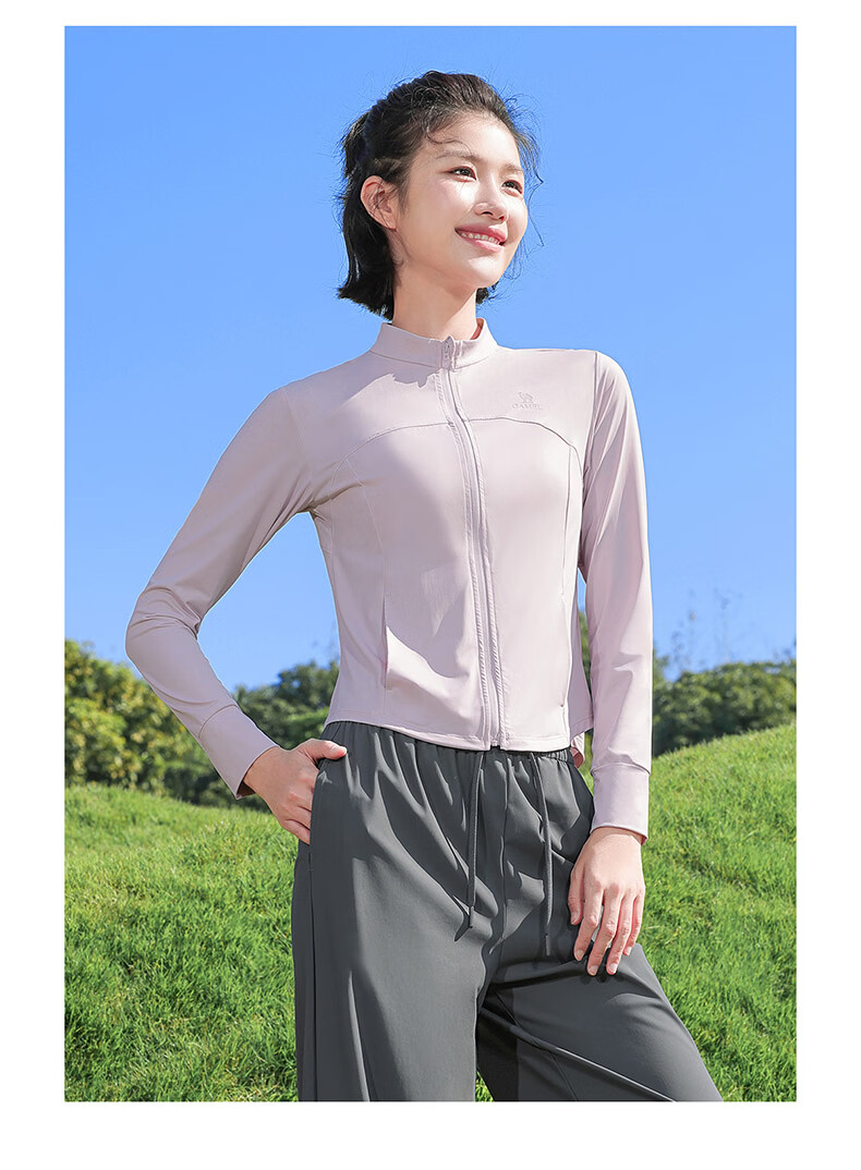 CAMEL Original Yarn Sun Protection Jacket Women Stand Collar Slim Cool Sports Jacket Y26BZ3L0029 Phantom Black S 19