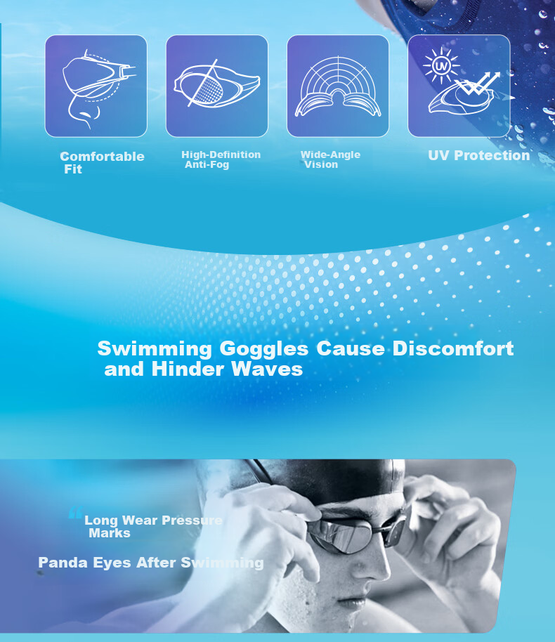 Speedo Freedom Series Swim Goggles Anti-Fog HD UV Protection Wide-Angle Comfortable 2