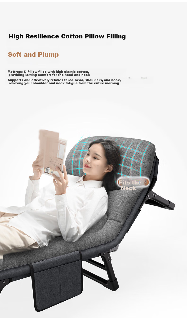 Qiyinge Office Nap Folding Bed Recliner Single Simple Military Cot Night Shift Duty Hospital Care Bed 5