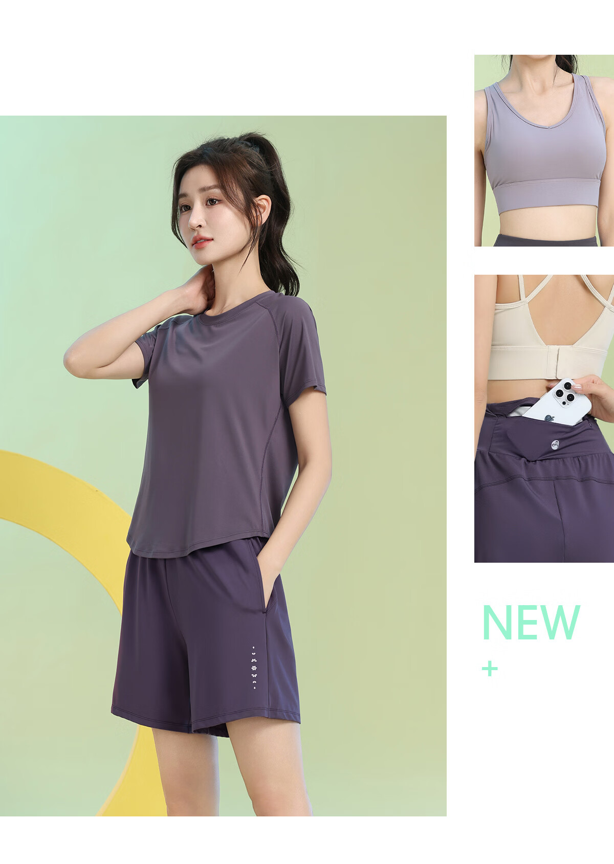 Baisirong Professional Women's Badminton Two-Piece Set Summer Short Sleeve Quick-Dry Slim Outdoor Fitness Running Sportswear 12
