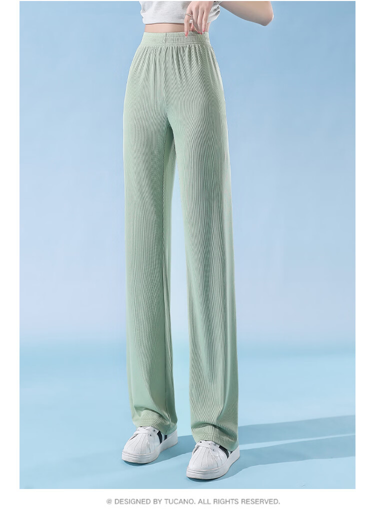 TUCANO Women's Casual Ice Cool Quick-Dry Lightweight Breathable High-Waist Slimming Straight-Leg Pants Blue L 7