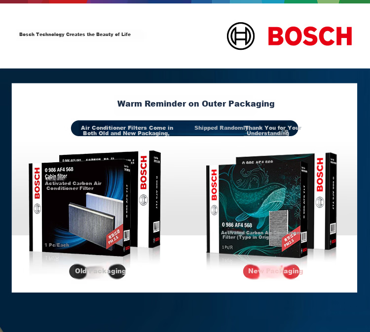 BOSCH Internal and External Activated Carbon Air Conditioning Filter Set for Audi A6/A6L/A7/A8L/RS6/RS7 and Volkswagen Phideon 3