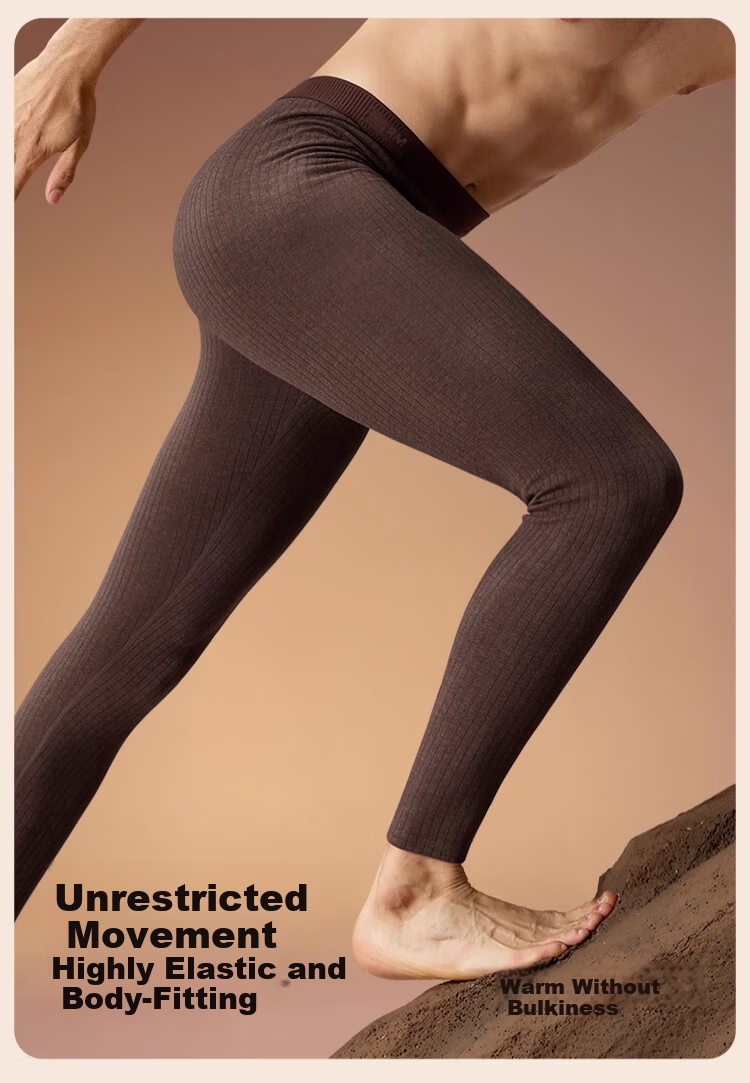 Langsha Men's Thin Autumn Winter Thermal Pants 10A Antibacterial Warm Ginger Wool Silk Cotton Underwear-Free Thermal Trousers for Men 9