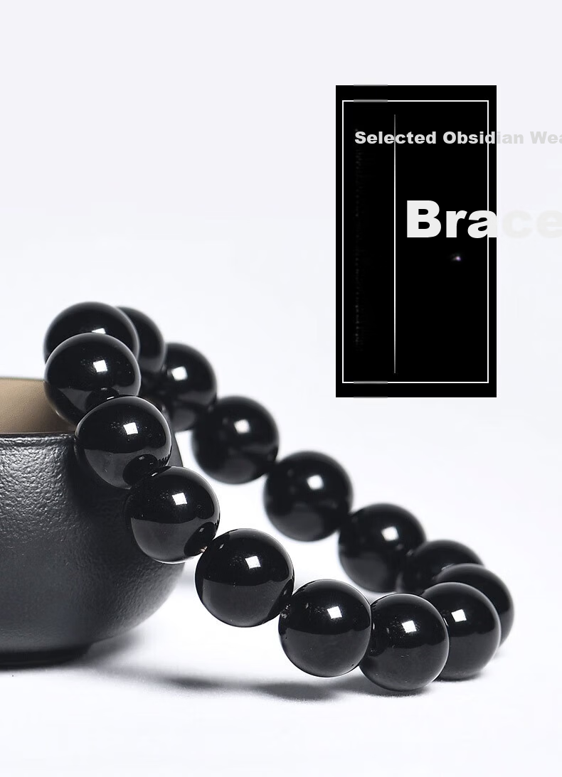 Jingying Natural Obsidian Bracelet Unisex Amulet Wealth Luck Crystal Bracelet Year of the Horse Gift for Couples 2