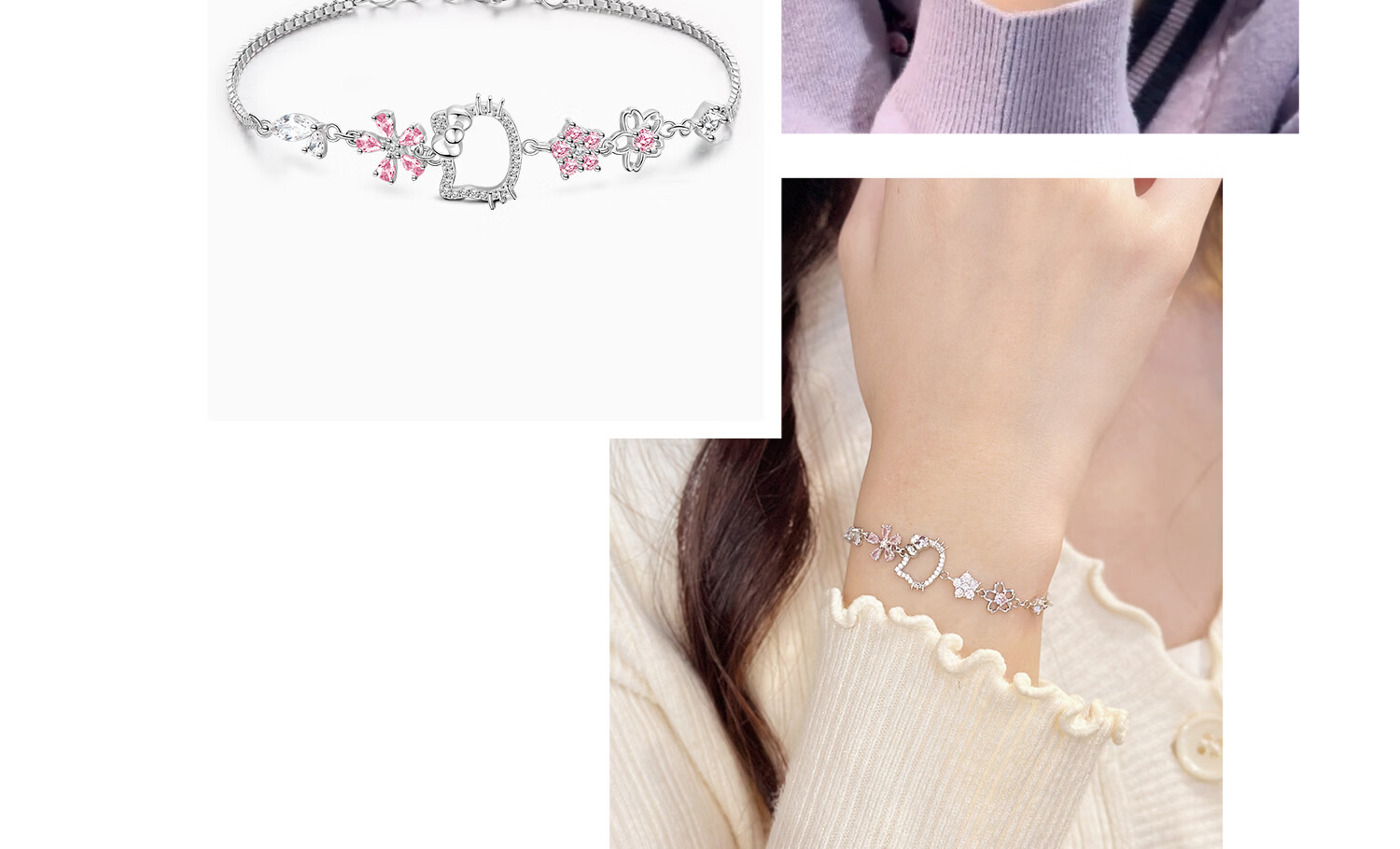 ChaoSeHui Hello Kitty Peach Blossom Fate Girls Children's Bracelet Birthday Gift for Girls Friendship Bracelet 6106 26