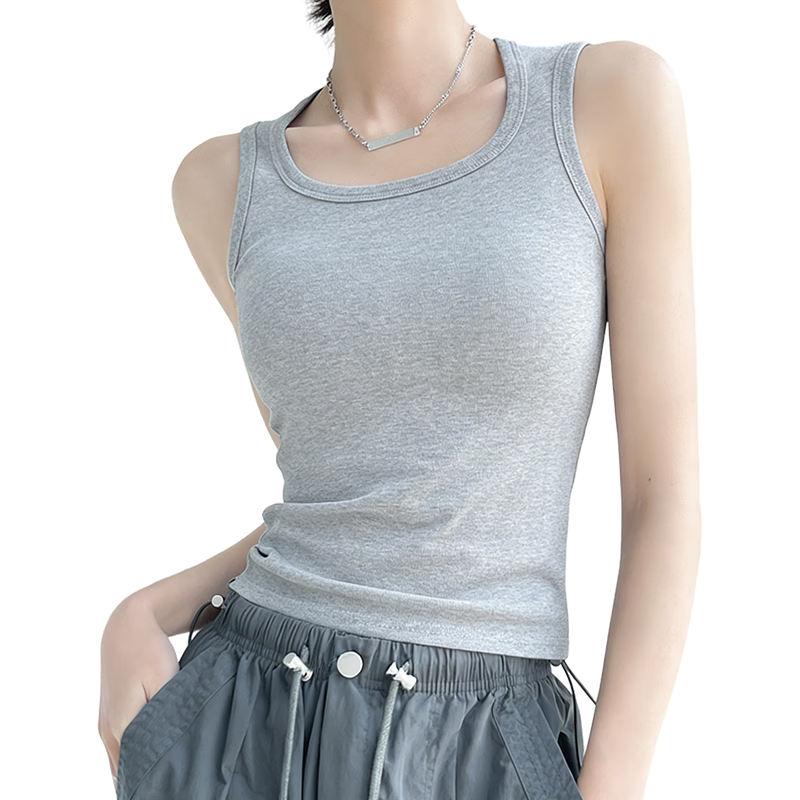 FitonTon Women's Summer 2026 New I-Strap Padded Backless Sleeveless Tank Top Outerwear