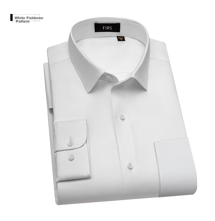 FIRS Men's Long-Sleeve Shirt, 100 Count 15% Mulberry Silk DP Wrinkle-Free Soft Dress Shirt for All Seasons, Business Casual Top Menswear 12
