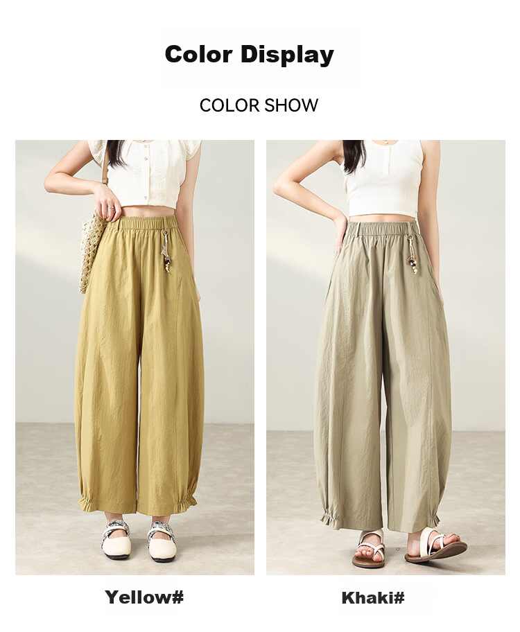 Free Style Bud Wide-Leg Pants Women Summer Thin Ruffled Hem Trousers 2026 New Petite Harem Casual Pants 7