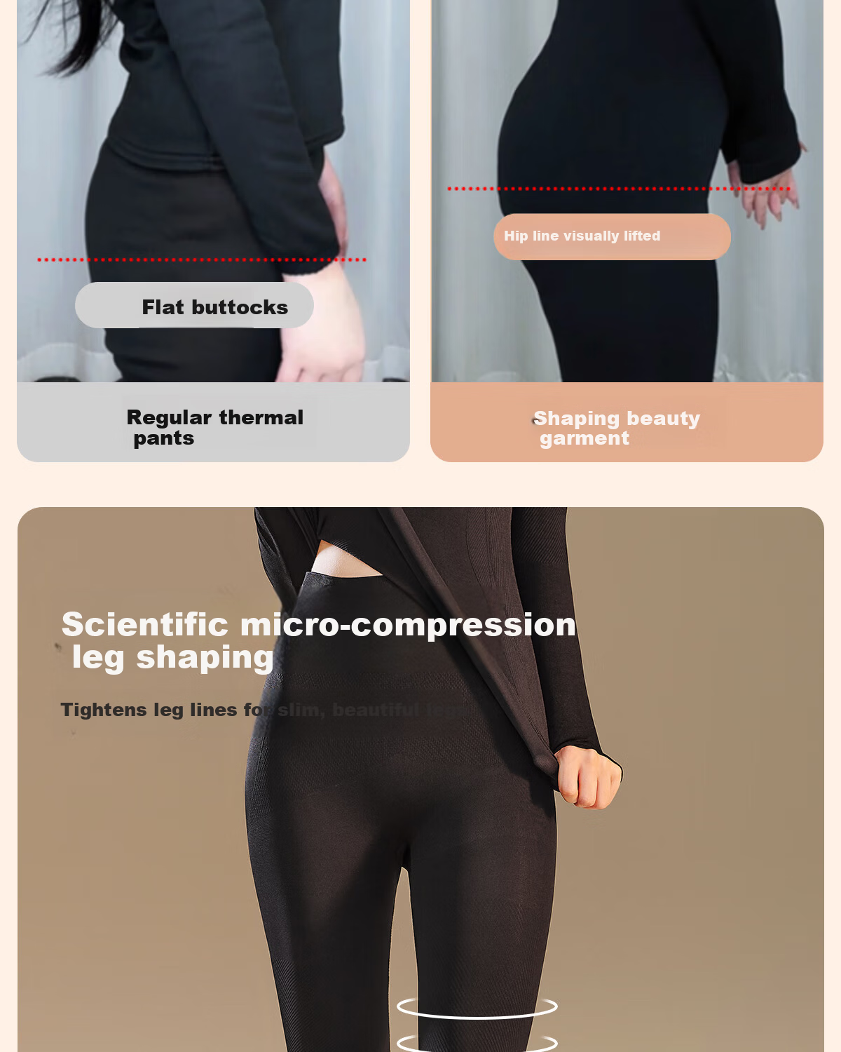 Tingmei Women's Thermal Underwear Slim Fit Seamless Base Layer Set Autumn and Spring Black M 12