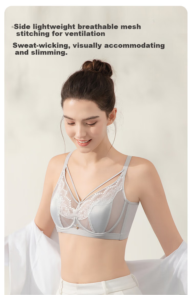 Ordifen Women's Breathable Deep V Small Bust Mango Cup Soft Underwire Push-Up Side Support Bra XBHA18 9