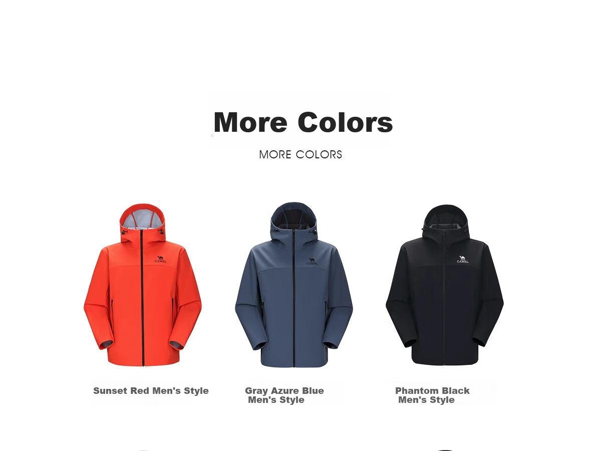 Camel Women's Softshell Jacket Windproof Waterproof Fleece Lined Warm Anti-Static Hooded Jacket for Men 17