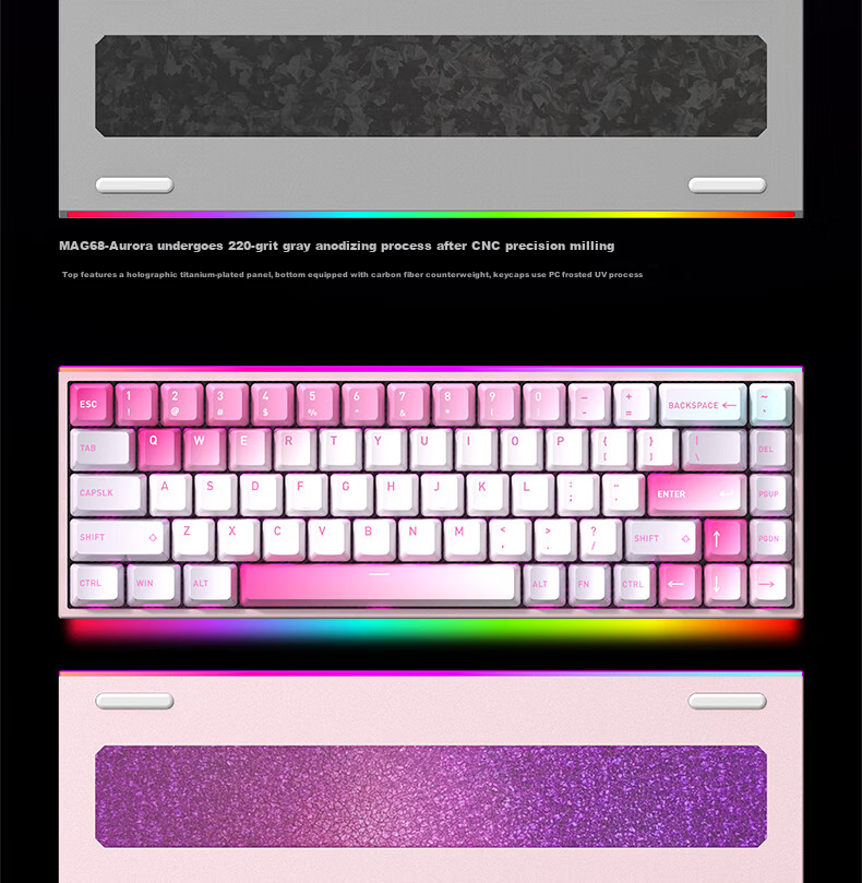 Hyeku MAG68 Magnetic Axis Custom Mechanical Keyboard Wired Hot-Swappable Aluminum Alloy 68-Key Kailh Glutinous Rice Switch Aurora RT Mode 16