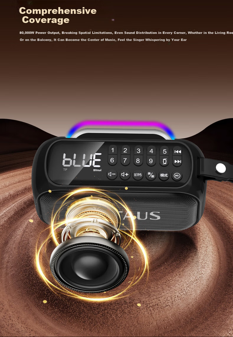 Jinzheng JZ27 2025 New Bluetooth Speaker Portable Outdoor Small Large Volume Square Dance Multifunction Player Card Slot Rechargeable Elderly Music Radio 7