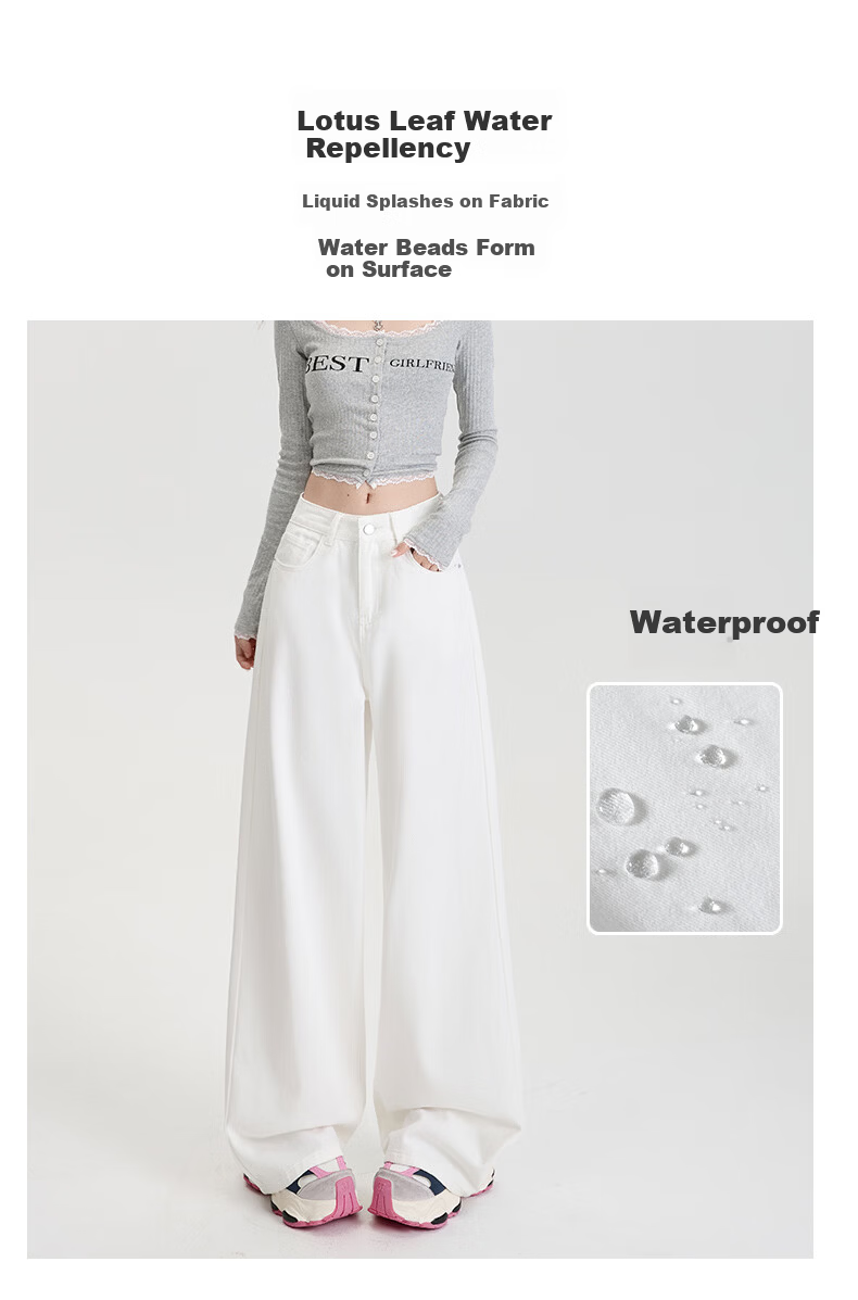 Borui White Tencel Three-Proof Denim Pants 2026 New Spring Lyocell Wide-Leg High-Waist Loose Flared Casual Pants 5
