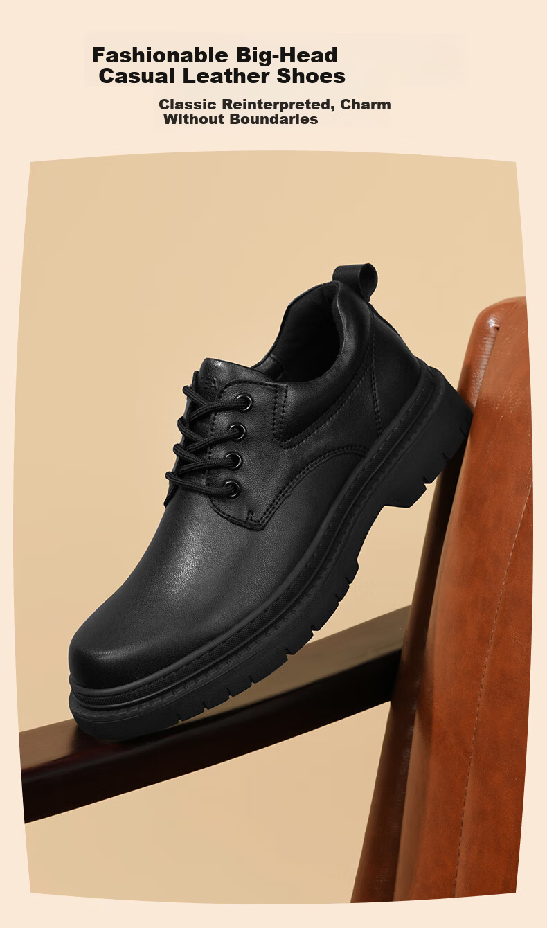 HLA Men's Business Casual Thick-Soled Height-Increasing Derby Shoes HAAPXM1EFE066 Black Size 38 1
