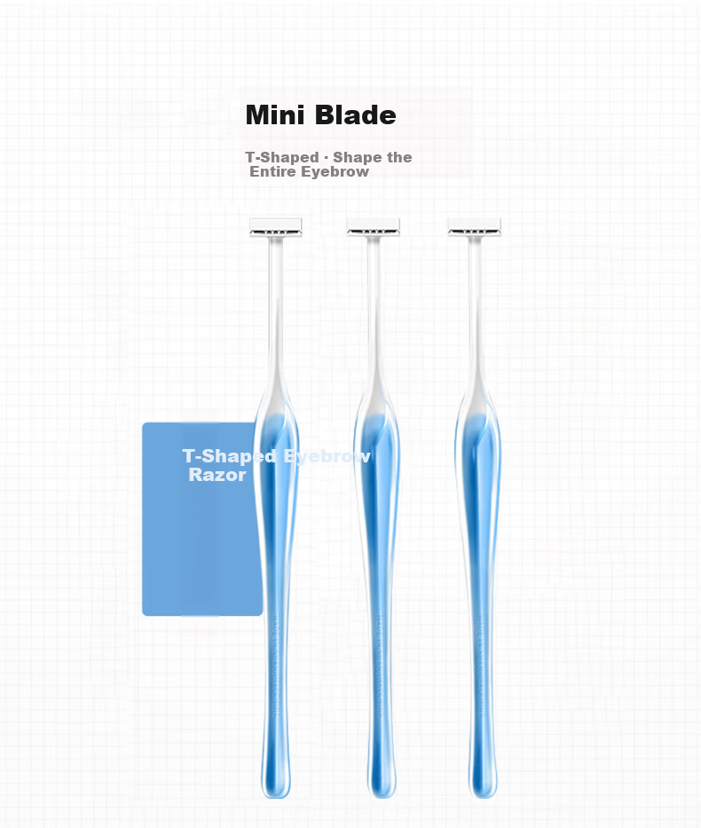 KAI Women's Mini New T-Shaped Eyebrow Razor with Protective Net, Precision Trimming, Compact and Handy (3 Pieces) 3
