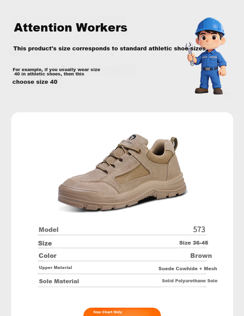 FUCHENG Men's Breathable Steel Toe Safety Work Shoes Anti-Smash Anti-Puncture Lightweight Durable Solid Construction Site Safety Shoes 573 Size 37 1